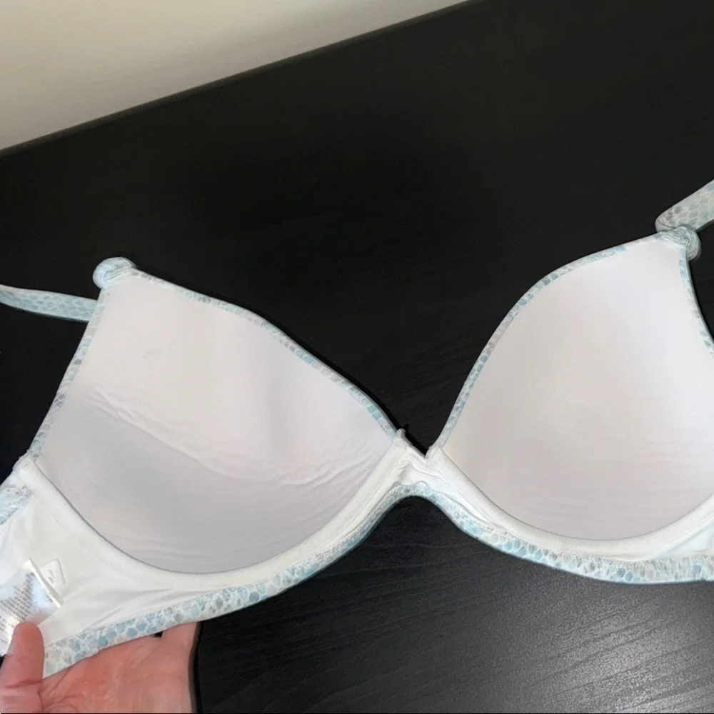 Target Blue and White Bikini Top -38DD